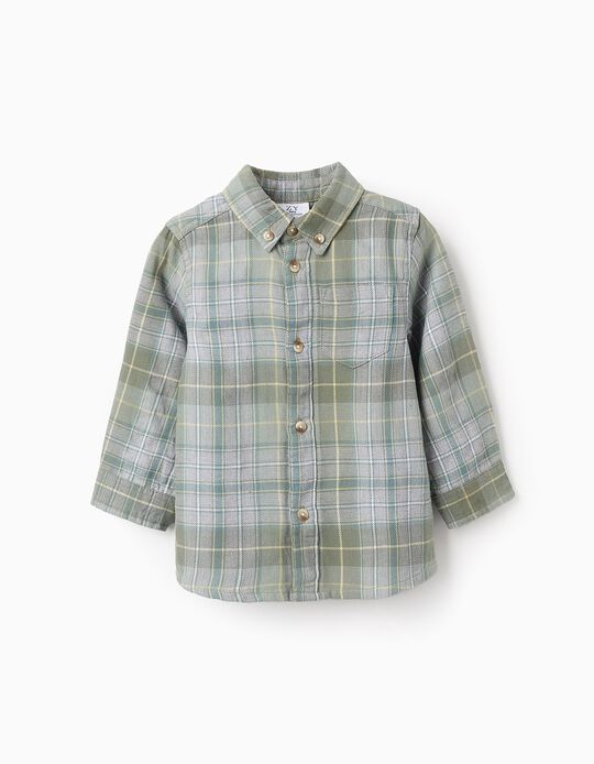 Comprar Online Camisa de Flanela com Xadrez para Bebé Menino, Verde/Cinza