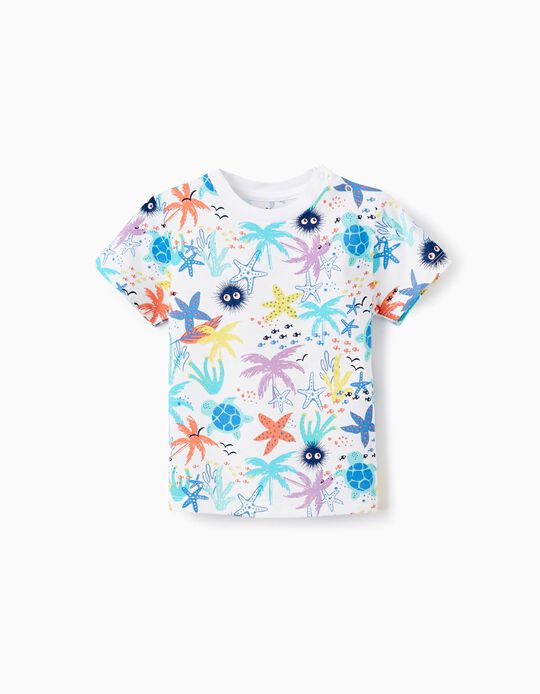 Comprar Online T-shirt de Algodão com Motivo para Bebé Menino 'Mar & Palmeiras', Multicolor