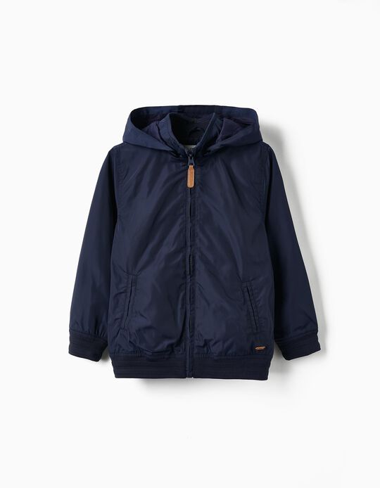 Hooded Jacket with Removable Hood for Boys, Dark Blue