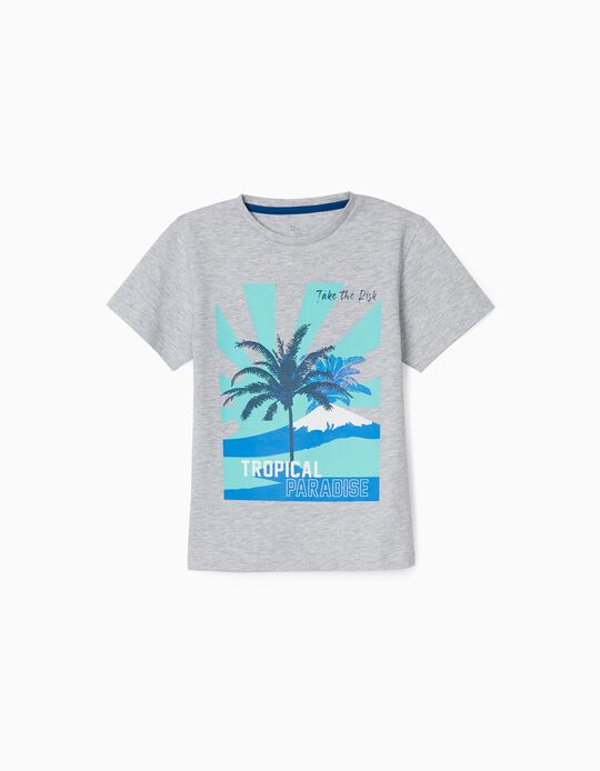 T-Shirt for Boys 'Tropical Paradise', Grey