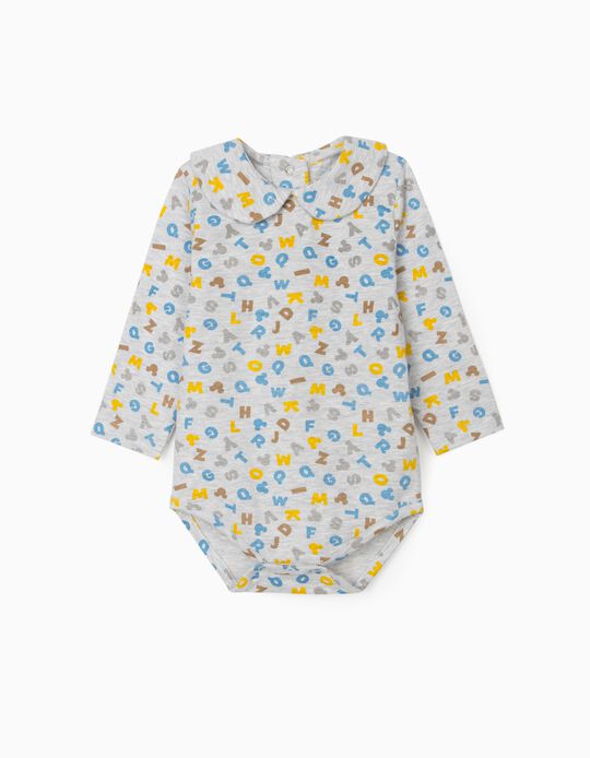 Long Sleeve Bodysuit for Newborn Babies, 'Mickey Mouse', Grey