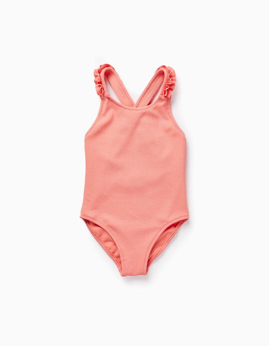 Swimsuit with Ruffles for Baby Girls, Coral