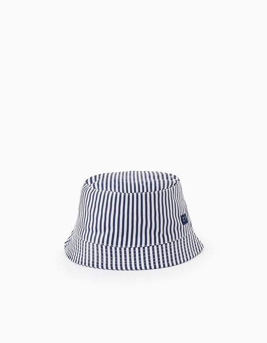 Striped Hat for Baby and Boy, White/Dark Blue