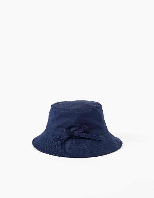 Comprar Online Chapéu em Sarja com Laço para Bebé e Menina, Azul Escuro