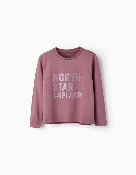 Long Sleeve Cotton T-Shirt for Girls 'North Star', Purple