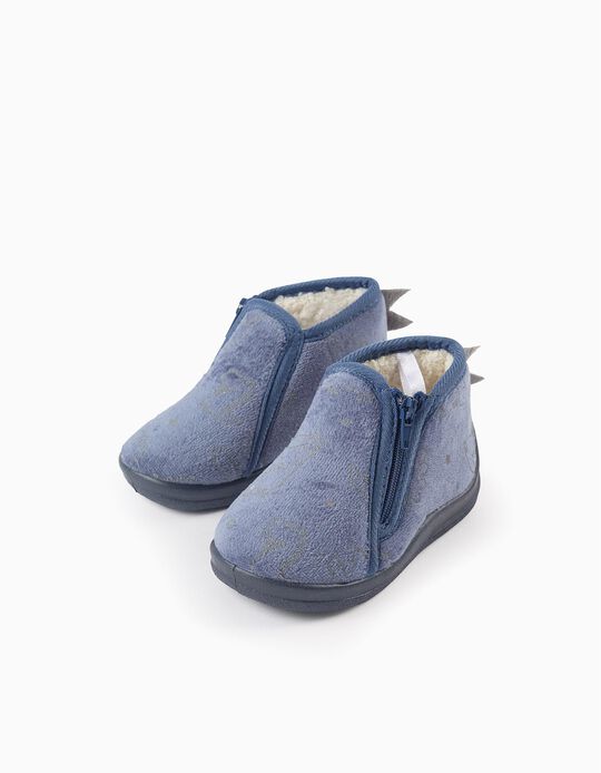 Comprar Online Pantufas de Veludo para Bebé Menino 'Dinossauro', Azul