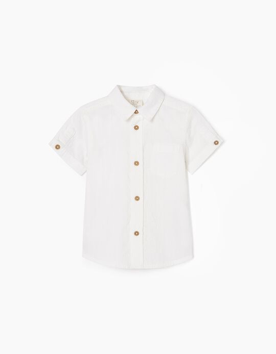 Cotton Shirt for Baby Boys, White