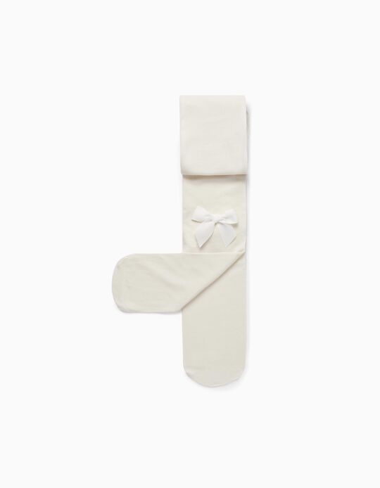 Collants Lisos de Microfibra para Menina, Branco