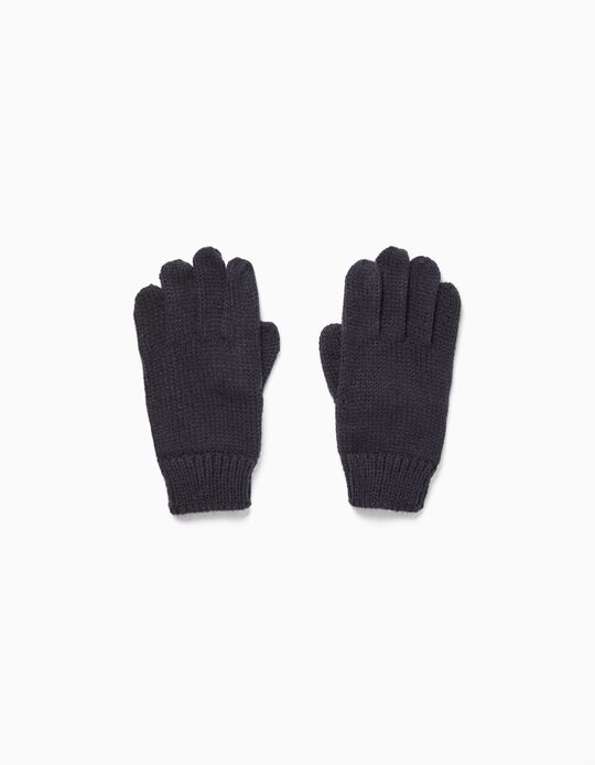 Knitted Gloves for Children, Dark Blue