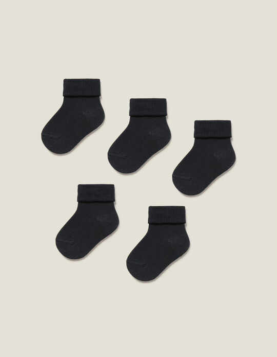 Buy Online Pack of 5 Pairs of Cuffed Socks for Baby, Dark Blue