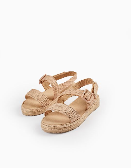Jute Sandals for Girls, Beige