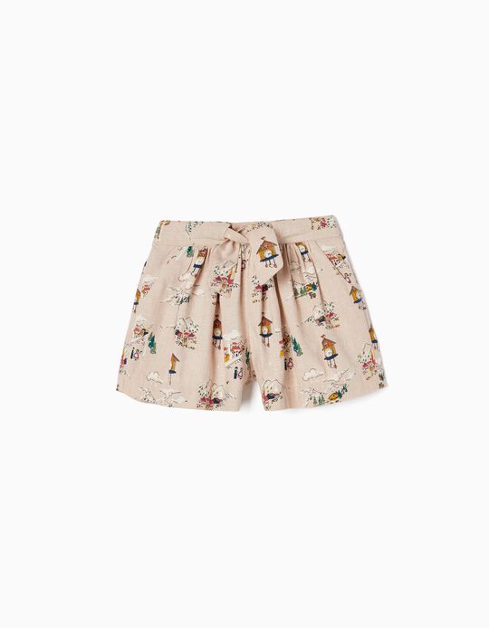 Cotton Shorts for Girls 'Cuckoo', Beige