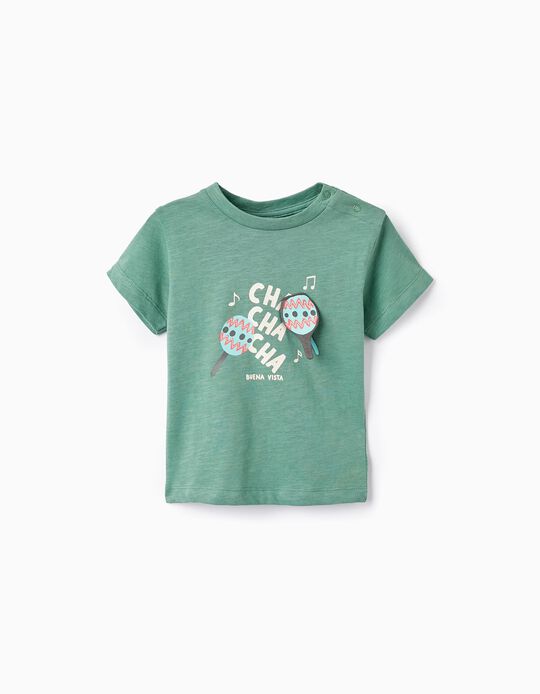 Camiseta de Algodón para Bebé Niño 'Maracas', Verde