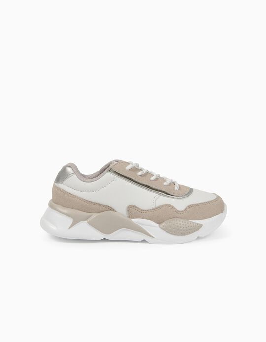 Chunky Trainers for Girls, 'ZY Easy', White/Beige