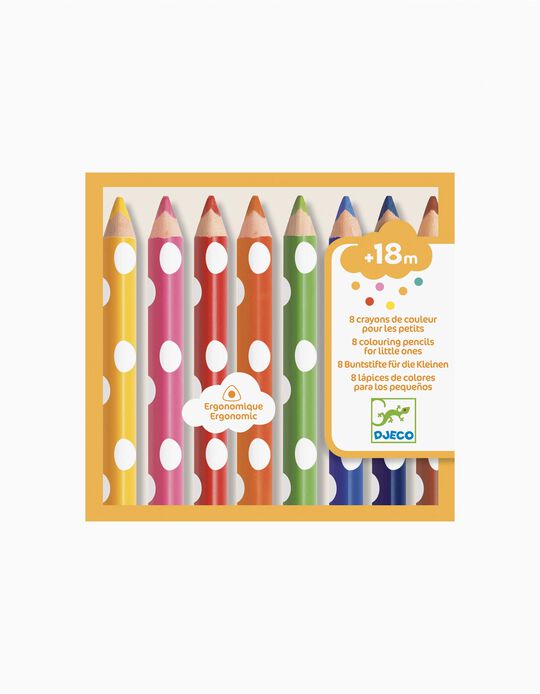 Acheter en ligne 8 Crayons de Couleur pour les Petits Djeco 18M+