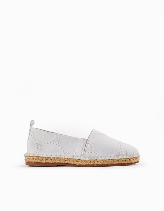 Buy Online Espadrilles with Embroidery for Girls, White