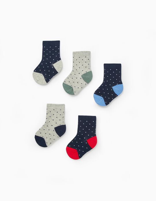 5-Pack Dotted Socks for Baby Boys, Multicoloured