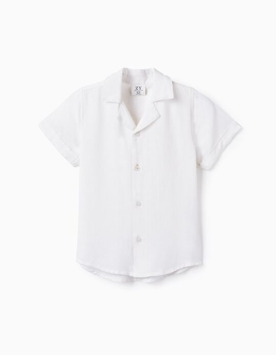 Buy Online Short Sleeve Linen Shirt for Boys, White