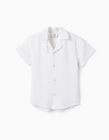 Short Sleeve Linen Shirt for Boys, White
