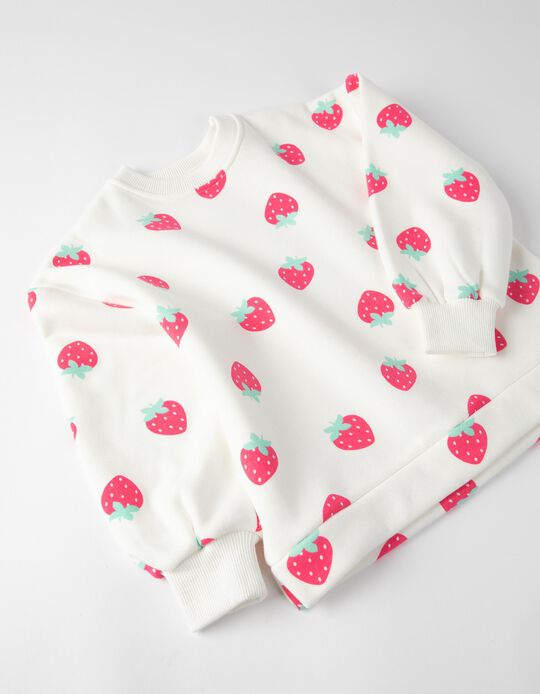 Sweatshirt for Girls 'Strawberry', White