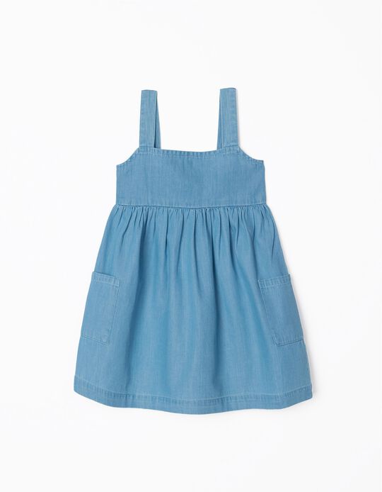 Vestido de Denim com Tirantes para Bebé Niña, Azul
