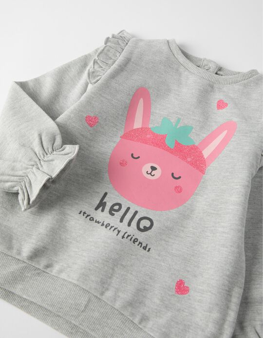 Sweatshirt for Baby Girls 'Hello', Grey