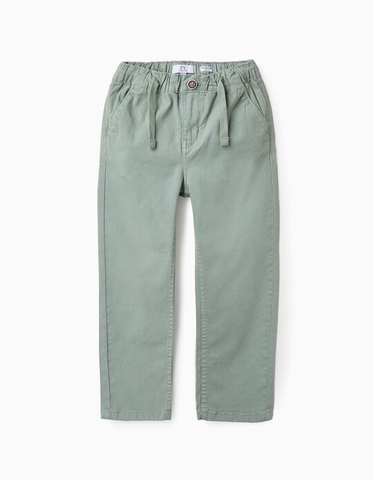 Buy Online Twill Drawstring Trousers for Boys, Green