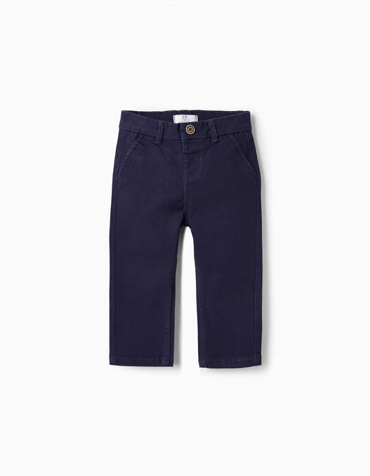 Pantalones de Sarga para Bebé Niño, Azul Oscuro