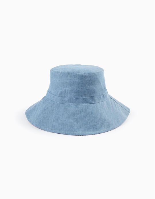 Sombrero Reversible para Niña, Azul/Rojo