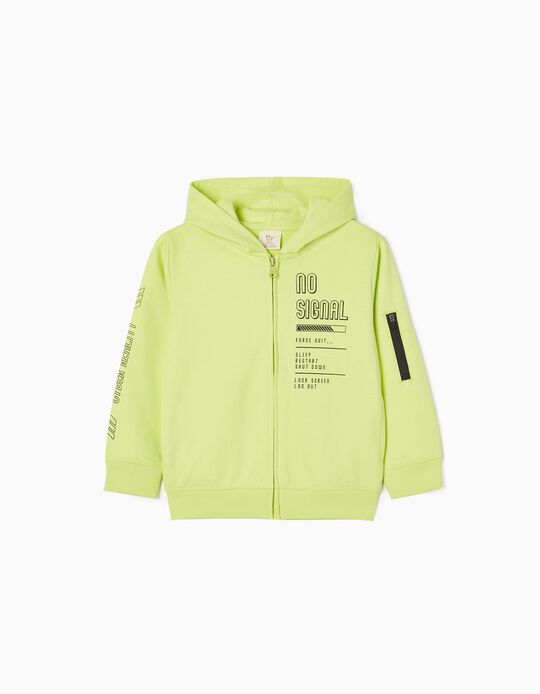 Hooded Jacket for Boys 'No Signal', Lime Green