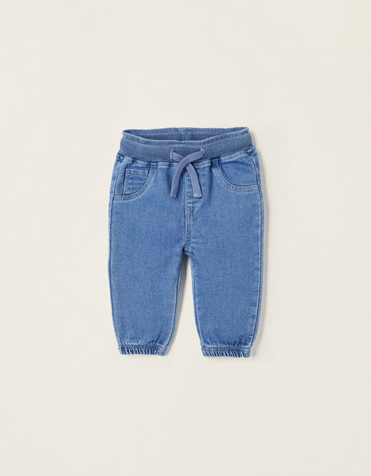 Trousers with Jeans Effect for Newborn Boys, Blue