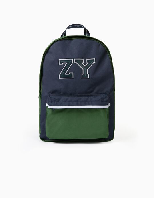 Backpack for Boys 'ZY', Green/Dark Blue
