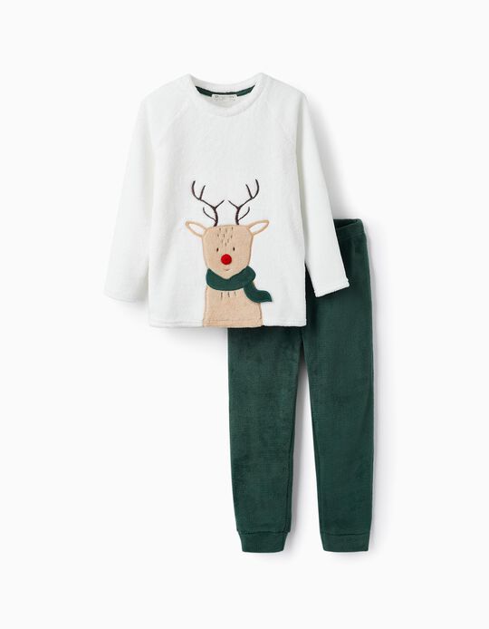 Pijama para Menino 'Rudolph', Branco/Verde