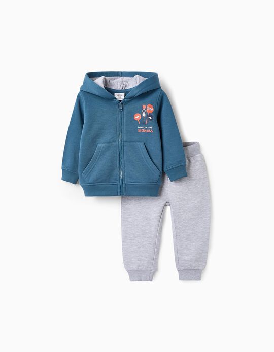 Buy Online Jacket + Joggers for Baby Boys 'Traffic Signs', Turquoise/Grey