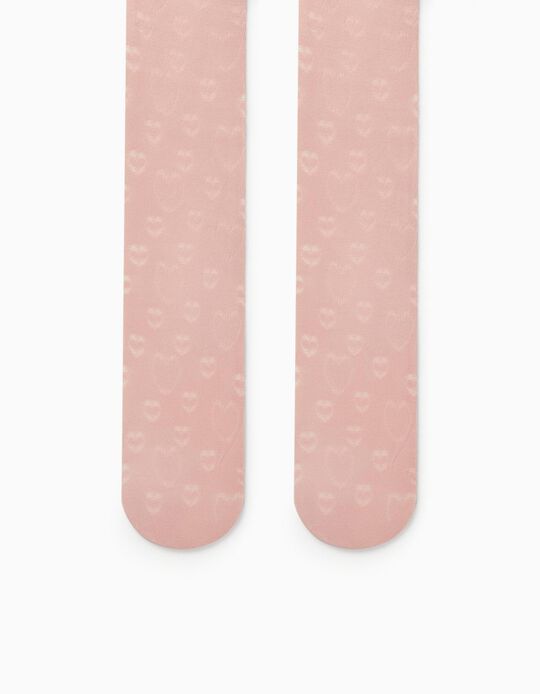 Semi-Opaque Tights for Girls 'Hearts', Pink