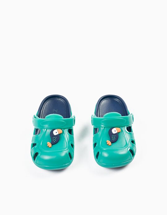 Sandálias Clogs para Bebé Menino 'Pelicano ZY Delicious', Verde/Azul