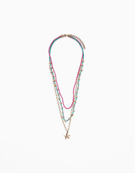 Set of Necklaces for Girls 'Starfish', Pink/Blue/Gold