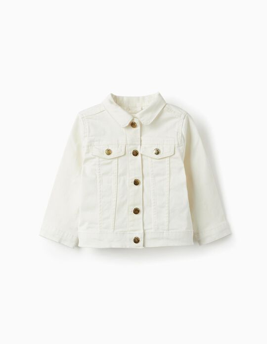 Denim Jacket for Baby Girls, White