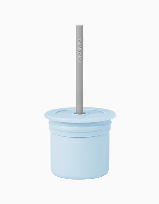 Buy Online Snack Cup with Straw Blue/Grey Minikoioi 6M+