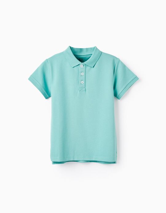 Short Sleeve Polo in Cotton Piqué for Boys, Light Green