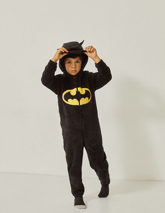 Pijama Mono de Peluche para Niño 'Batman', Negro/Amarillo