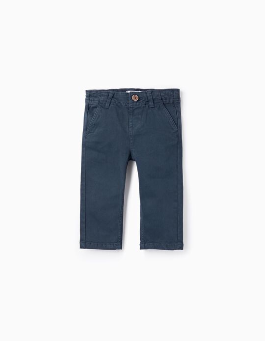 Pantalon Chino en Coton pour Bébé Garçon, Bleu Foncé