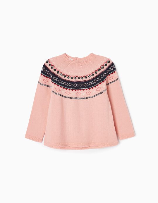 Jumper with Jacquard for Girls, Pink