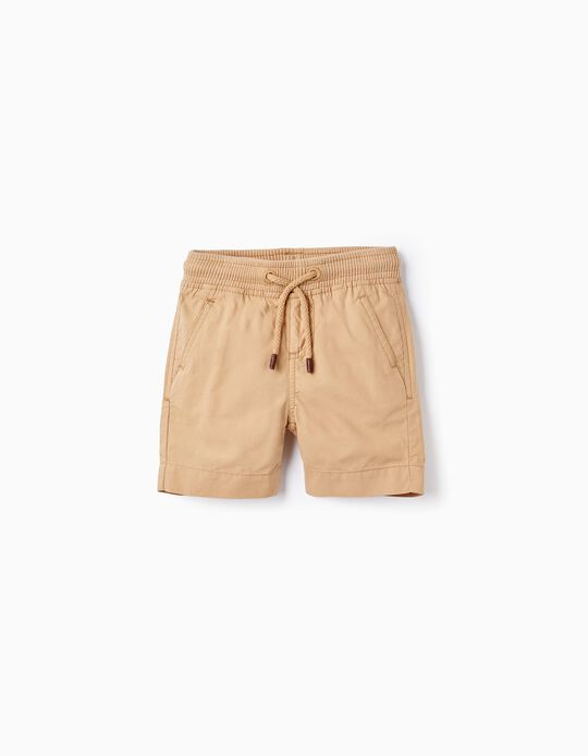 Cotton Shorts for Baby Boys, Beige