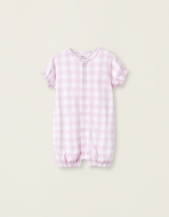 Pijama-Macacão para Bebé Menina, Rosa/Branco