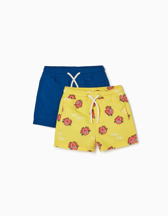 2 Swim Shorts for Baby Boys 'Octopus', Yellow/Blue