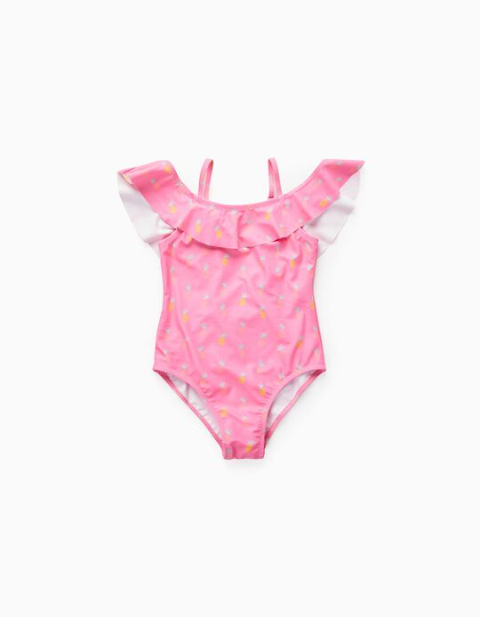 Frill Swimsuit UPF 60 for Girls 'Pineapple', Pink
