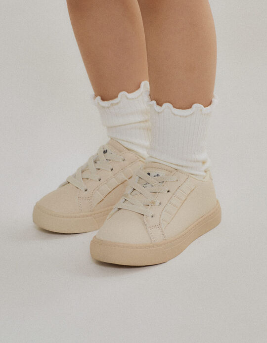 Buy Online Trainers with Ruffles for Baby Girls, Beige