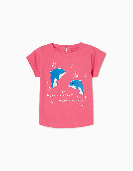 T-Shirt para Bebé Menina 'Dolphins', Rosa