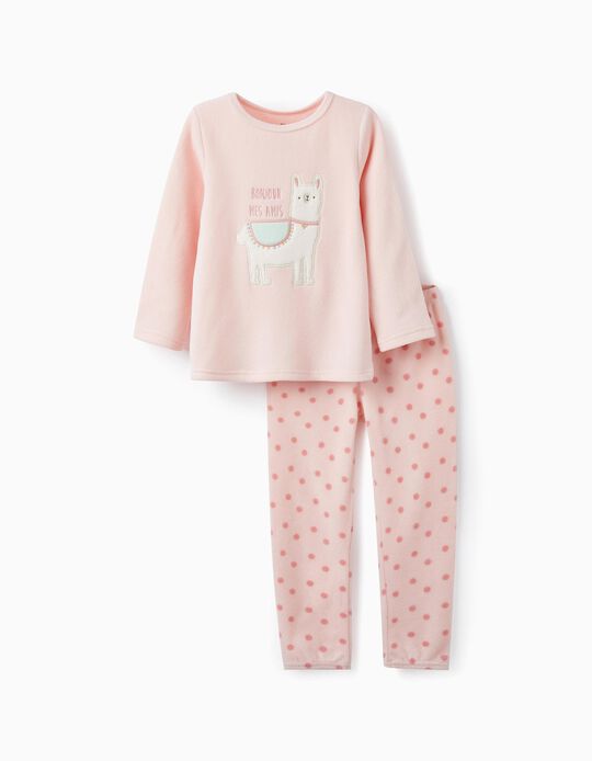 Polar Fleece Pyjamas for Girls 'Llamas', Pink